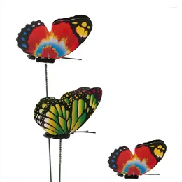 Garden Decorations Artificial Flower Pots On Sticks Decor Colorful Patio PVC Butterfly Stakes Outdoor Yard Indoor Party Supplies Craft