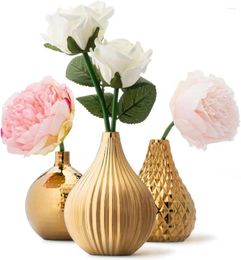 Vases Small Gold Bud Flower Vase Set Of 3 Single Mini For Flowers Centrepiece