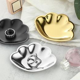 Decorative Figurines Metal Stainless Shell Shaped Tray Jewelry Storage Rack Desktop Clutter Organizer Birthday Party Decoration Accessories