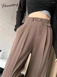 Women's Pants Yitimuceng Suits Wide Leg Women Summer 2024 High Waisted Solid Baggy Straight Office Ladies Korean Casual