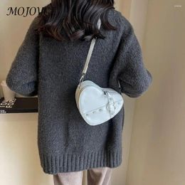 Evening Bags Women Heart Shape Sling Bag PU Leather Small Rivet Solid Colour Adjustable Strap Female Outdoor