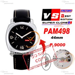 VS498 00498 P9000 Automatic Mens Watch VSF V2 44mm 1950 3 Days "FU" Steel Case Black Dial Leather Strap White Line Super Edition Italy Reloj Hombre Montre Hommes Puretime