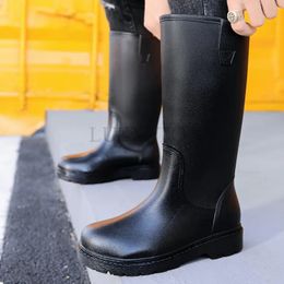 Mens Rain Boots Long Tube Water Shoes Non-slip Waterproof Safety Work Shoes Platform Knee-high Rainboots Galoshes Fishing Shoes 240606