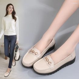 Casual Shoes Genuine Leather Women Womens Loafers Moccasins Slip On Female Boat Comfortable Soft Sole Footwear