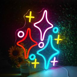 LED Neon Sign Stars n Sign Led Shine Star Lights n Signs for Wall Decor USB Powered Game Room Family Birthday Bar Wedding Party n