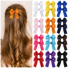 Baby Girls Hair Clips Bow Barrettes Kids Solid Colour Hairpins Toddler Bowknot Long Ribbon Headwear Hair Accessories for Children YL3710