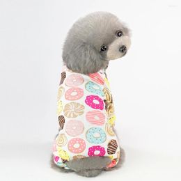 Dog Apparel Cute Cotton Pyjamas Coat Small Dogs Puppy Cats Jumpsuit With Donut Pattern Pet Free Ship Drop