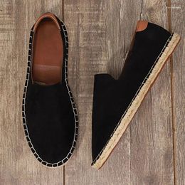 Casual Shoes Chinese Style Flax Sole Vintage Men Loafers Male Lightweight Breathable Flat Solid Lazy Canvas