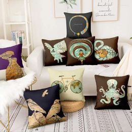 Pillow Home Decoration British Abstract Art Map Print Pillowcase Flax Linen S Decorative Decor Throw Pillows