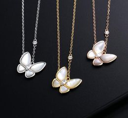 Butterfly white shell Pendant necklace female silver luxurious design 18K gold Plated simple temperament clavicle chain necklaces 4023995