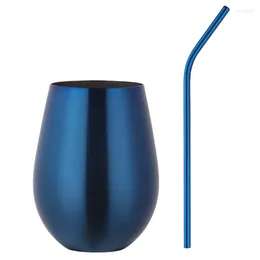 Mugs Gift Straw 304 Stainless Steel 500ml Beer Cup Wine Tumbler Portable Outdoor Travel Coffee Cocktail Drinking Metal