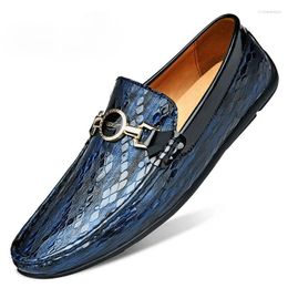 Casual Shoes Loafers Genuine Leather Mens Designer Causal Flats Moccasins Slip On Driving For Men Black/Blue Plus Size 47