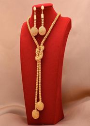 Earrings Necklace 24k African Gold Plated Jewellery Sets For Women Bead Ring Dubai Bridal Gifts Wedding Collares Jewellery Set8273899