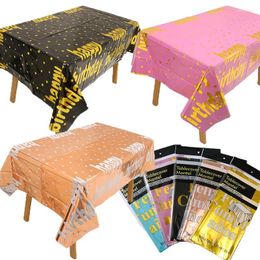 Table Cloth Rectangle Happy Birthday Party Tablecloth Kids Adult Decorations Supplies Aluminium Film Cover