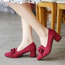 Dress Shoes Velvet Women Chunky Sandals Casual Heels Pumps Slip On Pointed Wedge 2024 Lace-Up Shallow Mouth Footwear Spring Bo