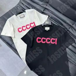 Hot Pink Letter Embroidered Mens T Shirts Designer Shirt Women Tees Casual Breathable T-shirt Luxury Clothing Letters Streetwear Ladies Top Apparel