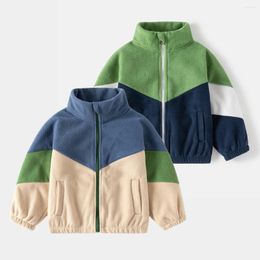 Jackets 2024 Boys Jacket Autumn Winter Children Fleece Coat Warm Hoodies Patchwork Sweatshirt Baby Outerwear Tops For Kids Clothes 2-6T