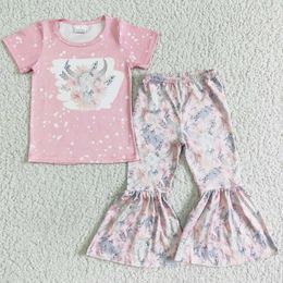 Clothing Sets RTS Baby Girl Clothes Set Spring Fall Boutique Kids Girls Bell Bottom Outfits Cow Print Fashion Toddler