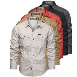 Men's Polos 2024 Fashion Cotton Military Shirt Long Sleeve Multi-pocket Casual Shirts Brand Clothes High Quality Camisa Masculina Q240605