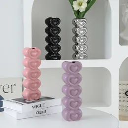 Vases Nordic Love Shaped Ceramic Vase Living Room Wine Cabinet Bedroom Desktop Flower Arrangement Container Valentine's Day Gifts