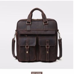 Designer- Men's Briefcase Leather Laptop Male Bag Business Computer Shoulder Bag Genuine Leather Crossbody Messenger Handbag 6360 272I