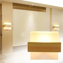 Wall Lamp Corridor With Glass Single Modern Imple Head Balcony Sconce S Solid Wood Bedside Light Xmas Lights Indoor 50