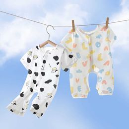 Baby Jumpsuits Baby one-piece clothes baby summer clothes open file thin pure cotton short sleeved clothes full moon newborn cute clothes 0-1 years old