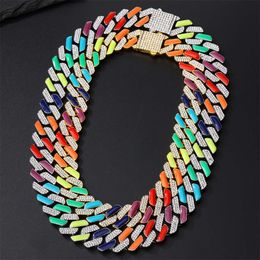 Pendant Necklaces Dianyi Jewellery Rainbow Drip Oil Dot Diamond Cuban Chain Necklace Colourful Cuban Fashion Set