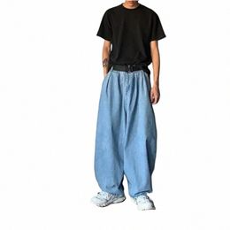 simple Design Blue Loose Denim Trousers cargo pants men Streetwear Casual Wide Jeans Mans Women Pants men Baggy men jeans D8vI#