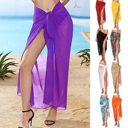 Sarongs Summer Sexy Beach Skiing Womens Beach Clothing Chiffon Beach Bag Ski Towel Long Salon Cover Sexy Bikini Scarf Y240606URXR