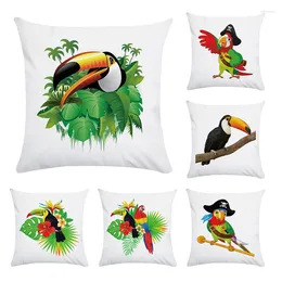 Pillow Home Decorative Cover Pirate Parrot Print Vintage Throw Cotton Linen Pillowcase Cojines Decorativos CR047
