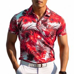 Новая популярная мужская рубашка поло Fi Кратко удлиняющая кокат-пальма 3D Комфортная воздухопроницаемость для гольфа.