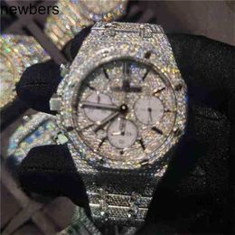 Diamonds AP Watch Apf Factory Vvs Iced Out Moissanite Can past Test Luxury Diamonds Quartz Movement Iced Out Sapphire Lw32 Customization Can the Movementh60e297F