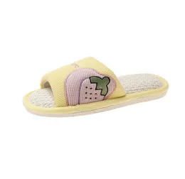 Slippers Designer Waffle Summer Slippers Home Couple Cotton Linen Slippers Breathable Non-Slip Home Shoes