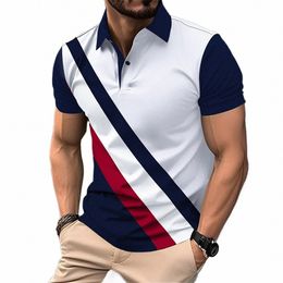 men's Polo Shirt Stripe Matching Busin Casual Style Short Sleeve For Men Football Tennis Street Wear Men's Top Polo Shirt K5pW#