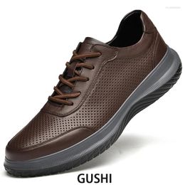 Casual Shoes Real Leather Lace Up Men Top Quality Fashion Elegant Luxury Classic Perforated Outdoor Footwear Zapatos De Hombre