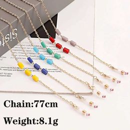Eyeglasses chains New Fashion Candy Color Resin Glasses Chain Lanyard for Women Crystal Acrylic Sunglasses Neck Strap Outdoor Mask Chain Hang Neck