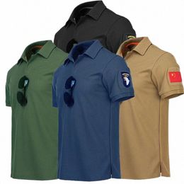 Yaz Mens hızlı kuru işlemeli polo gömlek askeri özelleştirilmiş artı boyut% 100 polyester açık spor taktiksel nefes alabilen üst 14QL#