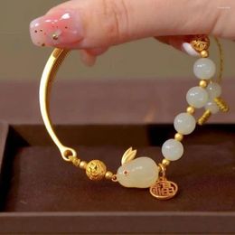 Charm Bracelets Niche Design Moon Simple Pendent Imitation Jade Fashion Jewellery Hand Rope Chinese Style Bracelet Women