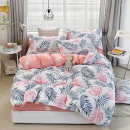 Bedding Sets Flower Series Printed Pure Polyester 4Pcs With Pillowcases Duvet Cover Sheets Breathable Home Textile