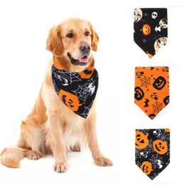 Dog Apparel Pet Neckerchief Cat Accessories Scarf Halloween Printing Bandana Bibs Collar Saliva Towel Polyester Triangle
