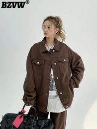 Women's Jackets BZVW Korean Style Casual Coat For Women Lapel Long Sleeves Solid Color Single Breasted Jacket 2024 Female Clothing 25A520