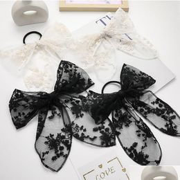 Hair Accessories Korea Sweet White Black Lace Butterfly Ribbon Clips Barrettes Hairpins For Kids Girls Party 1593 Drop Delivery Baby M Otme5