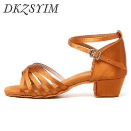 DKZSYIM Children Dance Shoes for Girls Ballroom Latin shoes Ladies Modern Tango Dancing Women Latin Shoes Salsa Sandals 3.5CM 240606