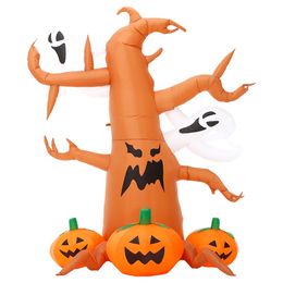 wholesale Outdoor yard 3mH giant Halloween holiday decoration Inflatable dead tree with white Ghost and pumpkin 001