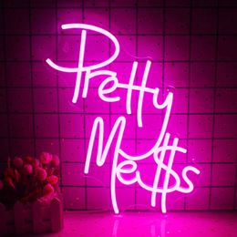 LED Neon Sign Pretty Mess n Signs Pink Led Sign Word Wall Decor n Light for Bedroom Bar Pub Club Party Home Hanging Decor LED n