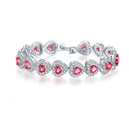luckyshine christmas day two pieces lot 925 silver plated seller fashionforward heart red green white topaz crystal bracelet b1058 233t