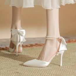 Sexy Heels Woman Pumps Wedding Bridal Shoe White Stiletto Butterfly-knot Fashion Sandal Ladies High Heels Female Footwear 240606