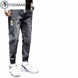 fi Drawstring Korean Classic Luxury Men's Comfortable Summer Pants Style Baggy Male Clothing Black Jeans Men Cargo Pants t1WQ#