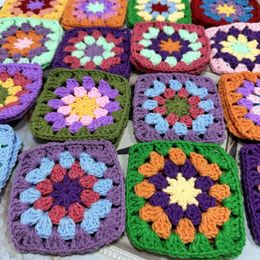 Table Mats Original DIY Crochet Cup Pad Multicolor Coasters Square Bags Decoration Handmade Doilies 11cm Wool Clothes Patch 20pcs